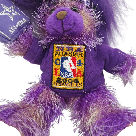 NBA 2004 All-Star Los Angeles Purple Yellow Plush Bear Foam Finger Vintage Toy - Picture 3 of 3